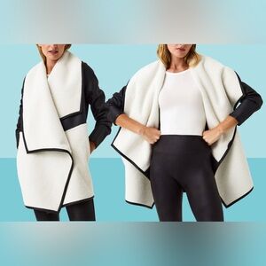 Spanx Long Wrap Jacket Very Black & Snow Small